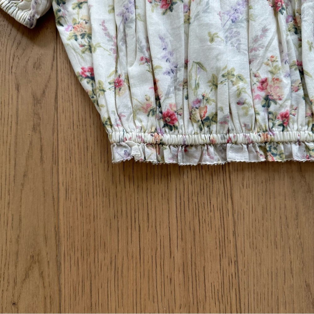 Polo Ralph Lauren Floral Cotton Cropped Top in Watercolor Landscape - Picture 5 of 13